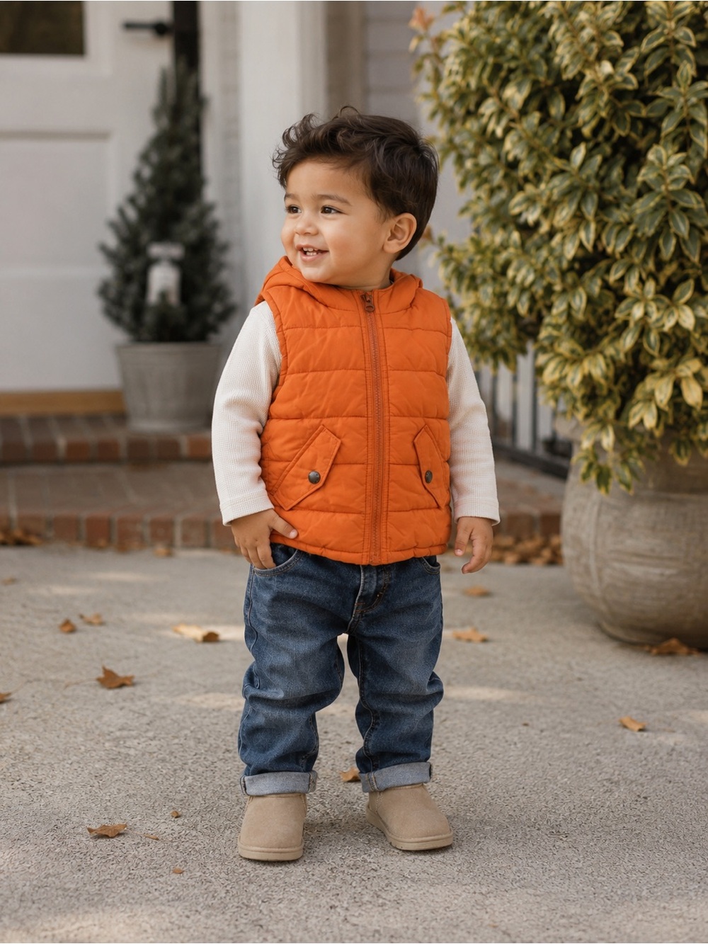 Baby Gap Orange Hooded Puffer Vest Toddler 2T